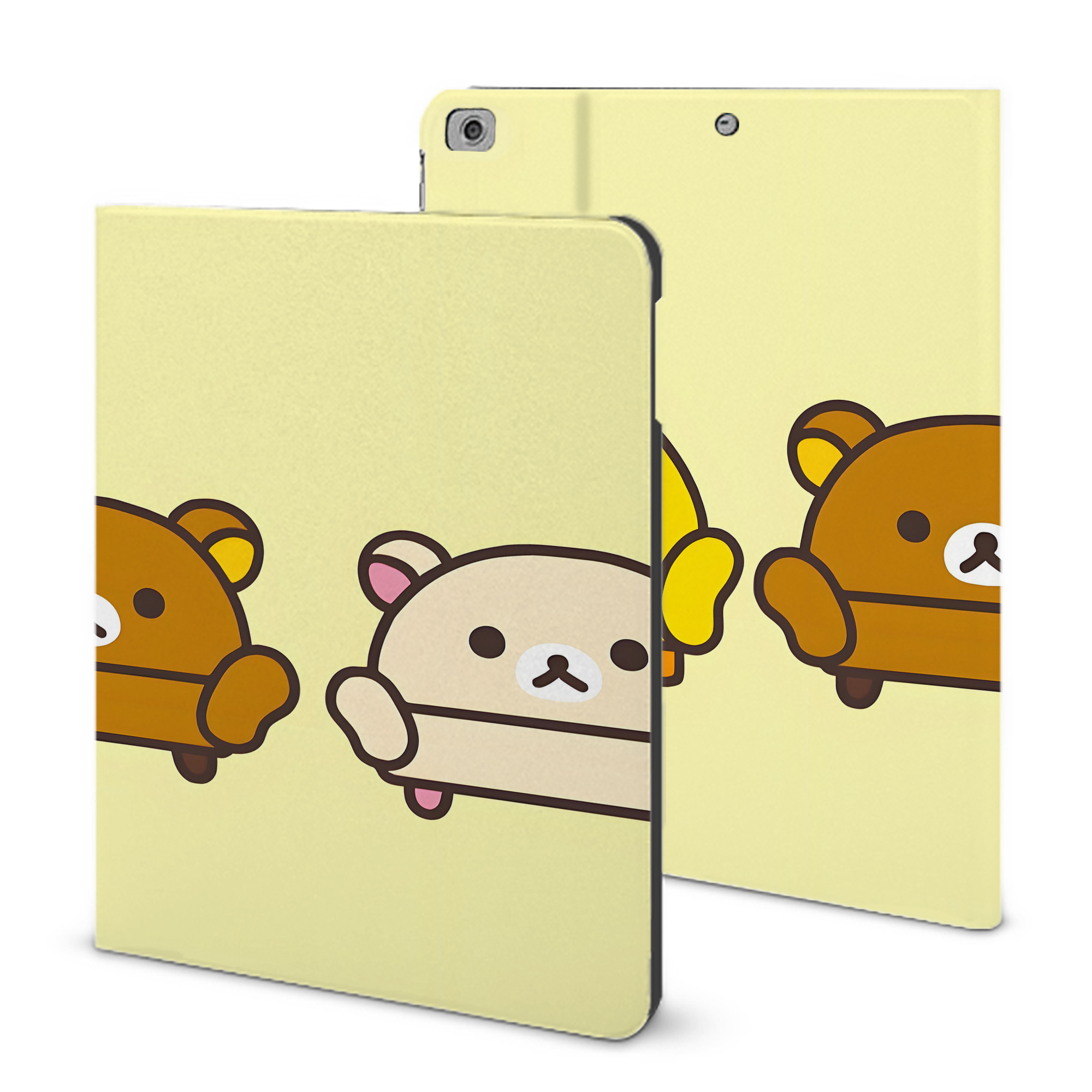 （画像用） リラックマ リラックマ キイロイトリ Rilakkuma Korilakkuma Kiiroitori IPad ケース ブック型 PUレザー TPU 耐衝撃 軽量 薄型 ペン収納なし 全面保護 IPad 各モデル対応